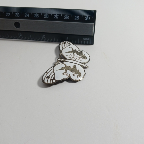 SIAM 925 Sterling Silver Vintage  Enamel Hindu Goddess Butterfly Pin Brooch - Picture 9 of 9